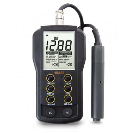 HANNA - Portable Multi Range Ec Meter (0-199.9 mS/cm) (HI8633) + Free Calibration Certificate