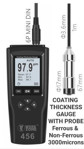 Workzone - Coating Thickness Gauge (DFT Meter) (456) + Free Calibration Certificate