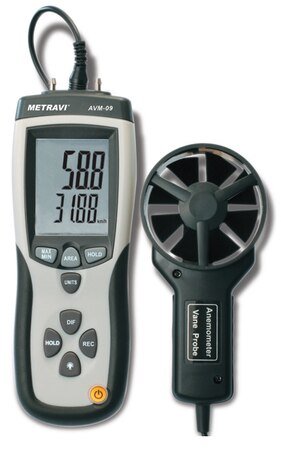 METRAVI - DIGITAL THERMO ANEMOMETER CUM PRESSURE METER WITH CFM & CMM (0.40 to 30.00 m/s) (AVM - 09) + FREE CALIBRATION CERTIFICATE