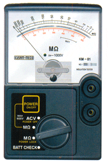 KUSUMMECO - ANALOG INSULATION RESISTANCE TESTER (KM-03) (0 - 100 MO) +FREE CALIBRATION CERTIFICATE