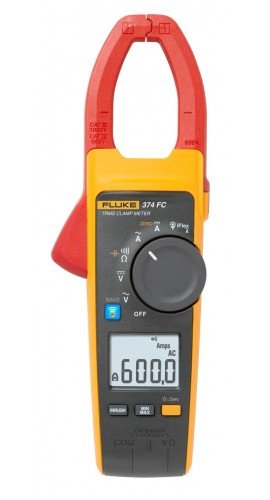 FLUKE- True RMS AC/DC Clamp Meter (600A AC/DC, 600V AC/DC) (374FC) +Free Calibration Certificate
