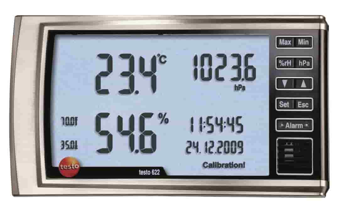 TESTO - DIGITAL HYGROMETER AND BAROMETER (TESTO 622) WITH CALIBRATION CERTIFICATE